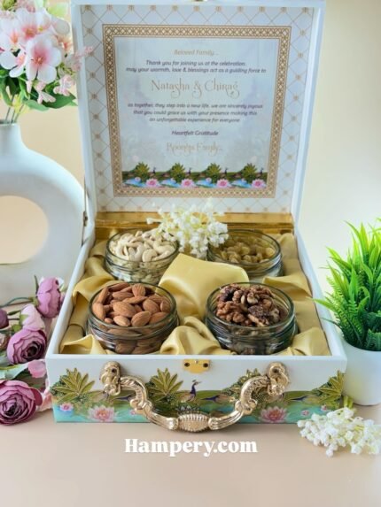 Peacock Design Dry Fruits 4 Jar Box