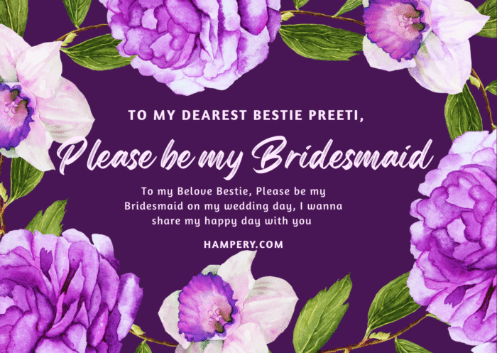 Purple Best Friend Wedding Bridesmaid Invitation Card