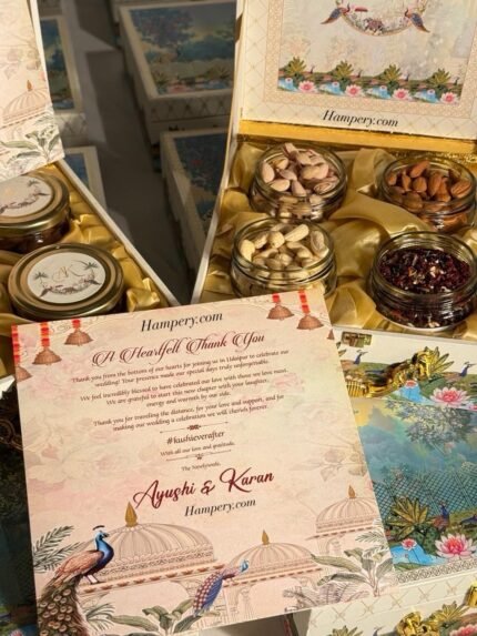 Gold Foiling luxe Dry Fruit Hamper with Card